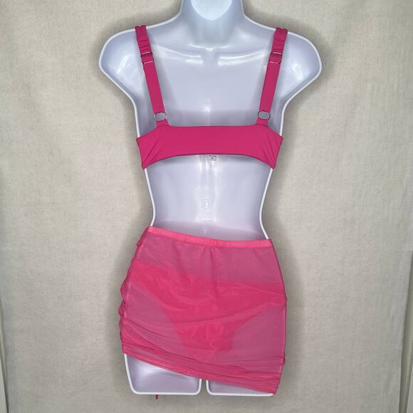 NWoT Tini Bikini 3-Piece Swim Set Hot Pink Underwire Top – Size S - Picture 5 of 6